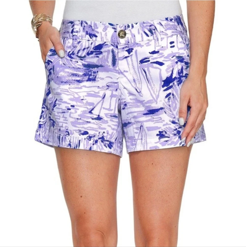 Lilly Pulitzer The Callahan 5" Shorts- Lilac Verben Rock The Dock Print - Picture 1 of 5